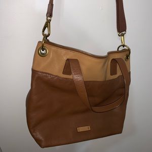 Fossil Brown Boho style bag- cloth straps